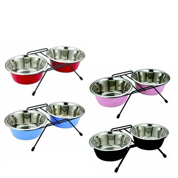 Gamelle double Chien – Europet Dinner Set en 8 – 2 x 950 ml Ø 16 cm - coloris aléatoire