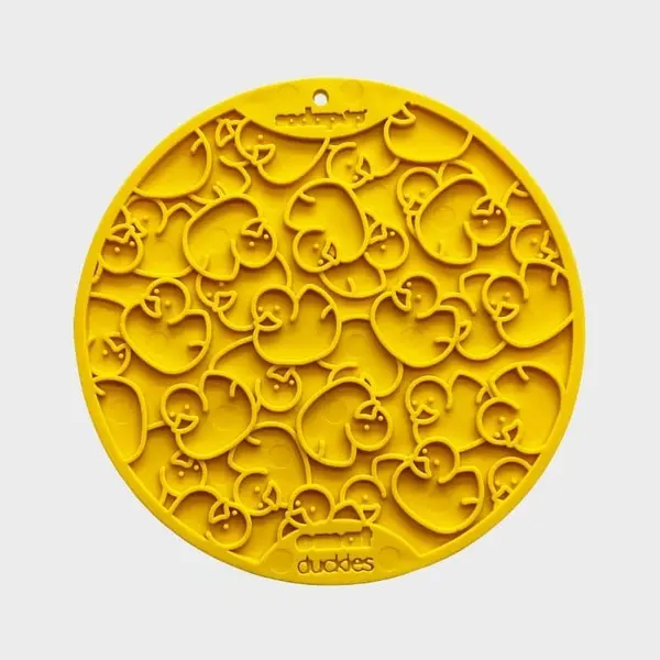 TAPIS DE LÉCHAGE AVEC VENTOUSES POUR CHIEN ET CHAT - MOTIF CANARD JAUNE 🛀