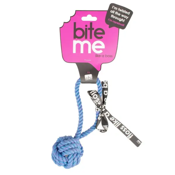 EBI Jouet chien Balle Avec Boucle Bleu Are You Knots - Taille 20 x 6 x 6 cm