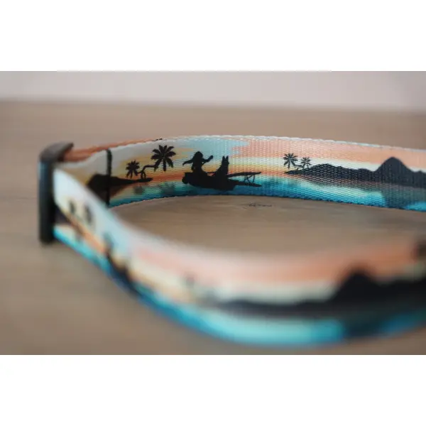 Collier pour chien en sangle imprimée - Motif Tahiti