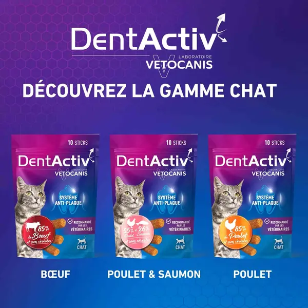 Bâtonnets Hygiène Bucco-Dentaire pour Chat, DentActiv