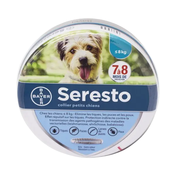 SERESTO Collier Antiparasitaire Petit Chien jusqu'à 8 kg 38 cm Gris