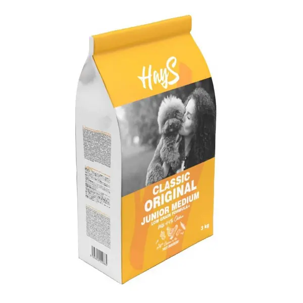 Croquettes Chiot Medium Low Grain – Hays Classic au poulet – 3 kg