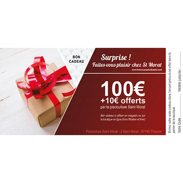 Bon cadeau 100€ + 10€ offerts