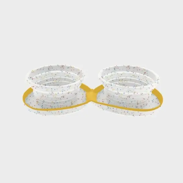 GAMELLE DOUBLE DE VOYAGE PLIABLE AVEC ÉTUI POUR CHIEN - CONFETTIS