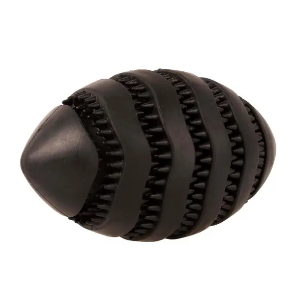 Bite Me Jouet Chien Distributeur De Friandises Caoutchouc Noir Rugby Nibble - Taille S 11 x 6 x 6 cm