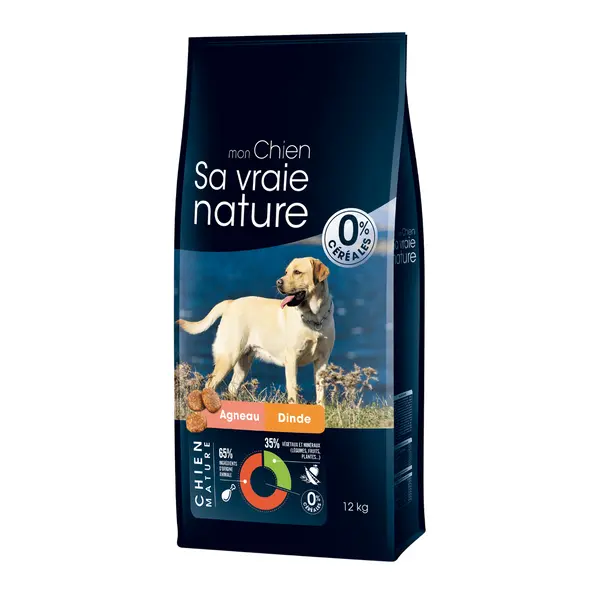 Croquettes Chien Mature Sans Céréales – Sa Vraie Nature Agneau Dinde Poulet 12 kg