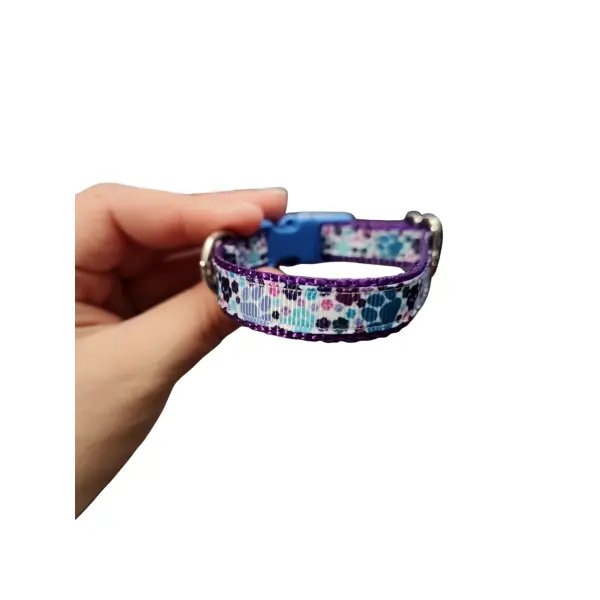 1/2" Purple Pawprints Nylon Dog / Cat Collar