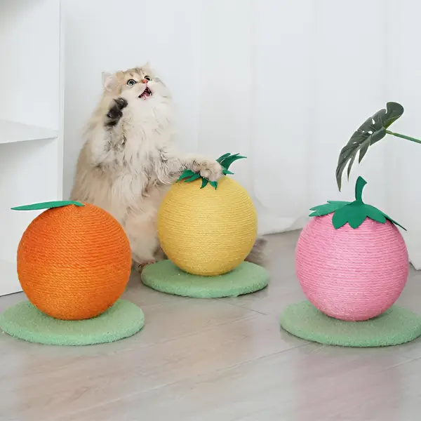 Griffoir chat sisal forme fruit coloré base stable anti basculement
