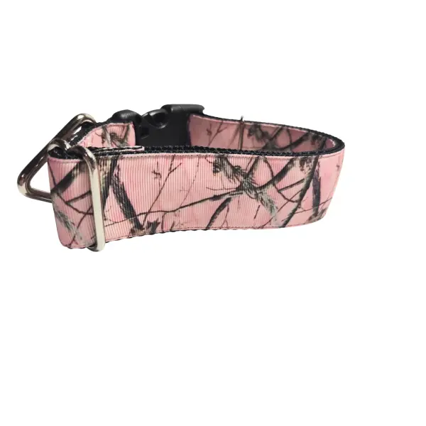 1.5" Wide Pink Camo Nylon Dog Collar