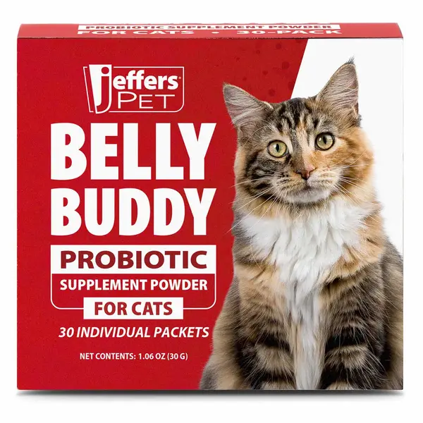 Jeffers BELLY BUDDY Probiotic Supplement Packets for Cats – Multi-Strain Digestive & Immune Support