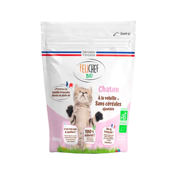 Croquettes sans céréales BIO à la Volaille fraîche - Chaton