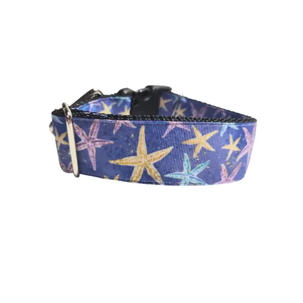 1.5" Wide Purple Starfish Nylon Dog Collar