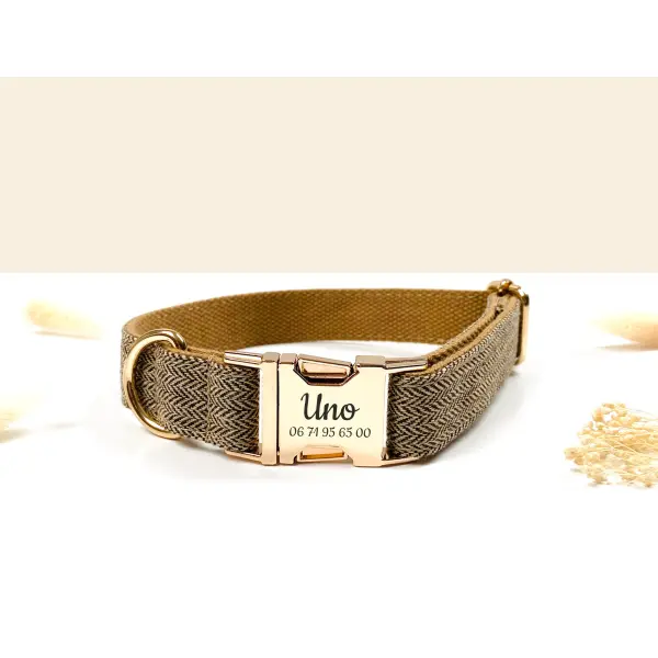 Collier Chien Personnalisé Chevron Noisette