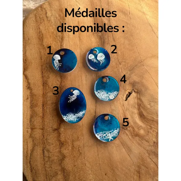 Médaille en résine - Grand bleu - Méduse