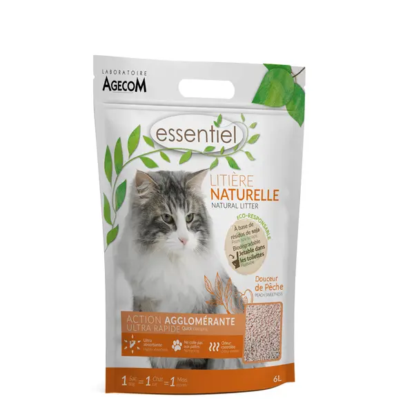 Agecom Essentiel Litière Soja Pêche 6 L
