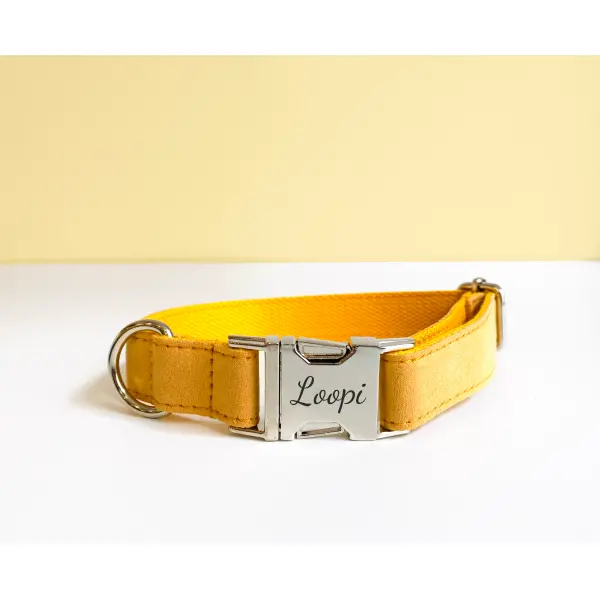 Collier Chien Personnalisé Coton Jaune