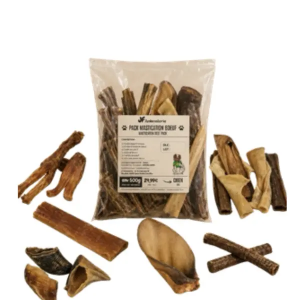 🐄 pack mastication boeuf – 500 g mastication naturelle pour chien