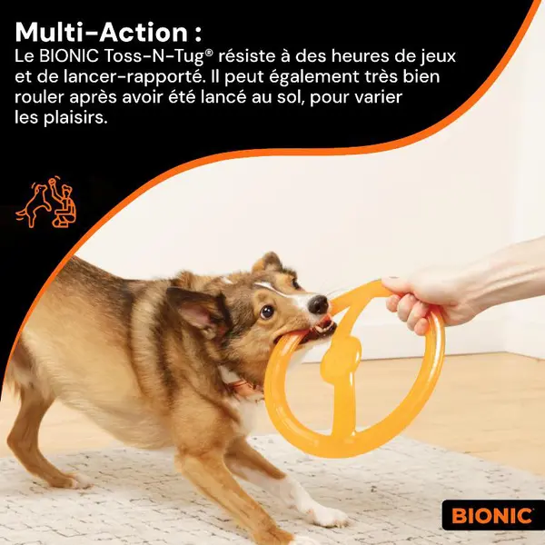 Bionic Jouet Chien Anneau Toss-N-Ring Orange - Ø 23 cm