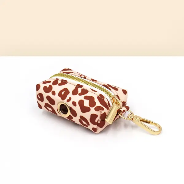 Pochette sac à crotte Coton Léopard Sable
