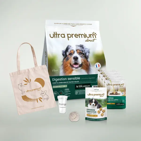 Kit de bienvenue chiot Digestion Sensible toutes tailles : croquettes sans céréales