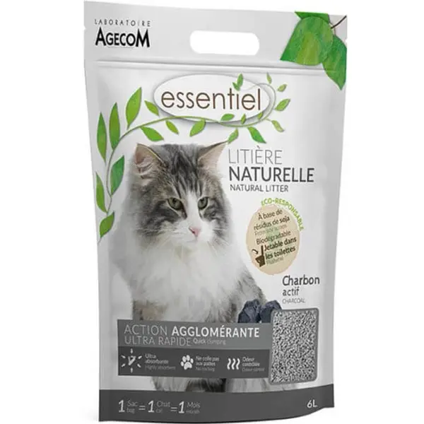 Agecom Litière Charbon 6 L – Charbon actif