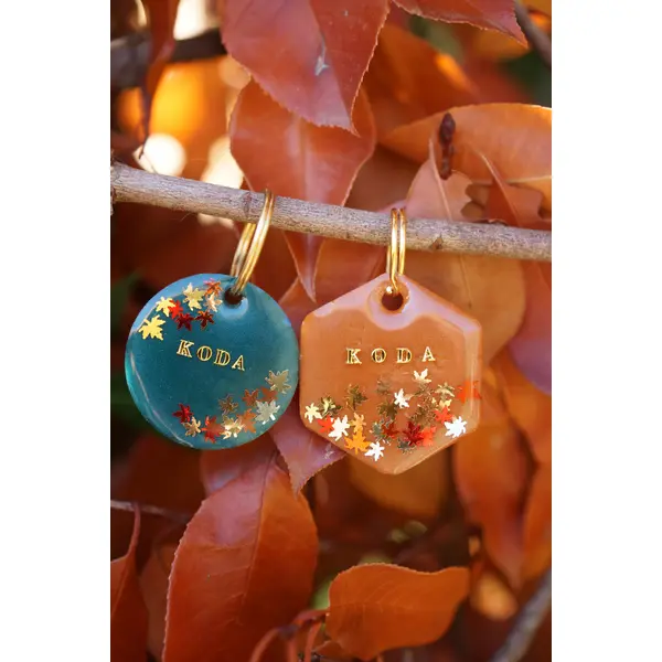 Médaille en résine - Feuilles d'automne