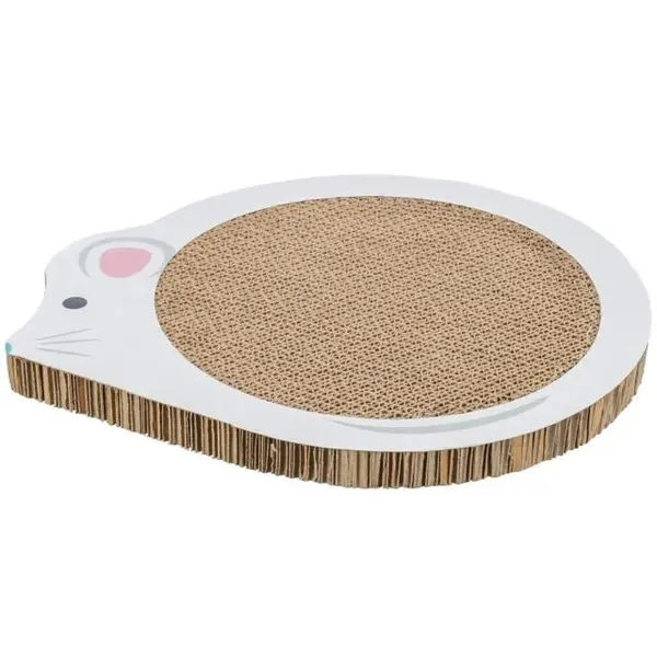 TRIXIE Plaque Griffoir pour Chaton en Carton Forme Souris Blanc 35x2,5x29,5cm