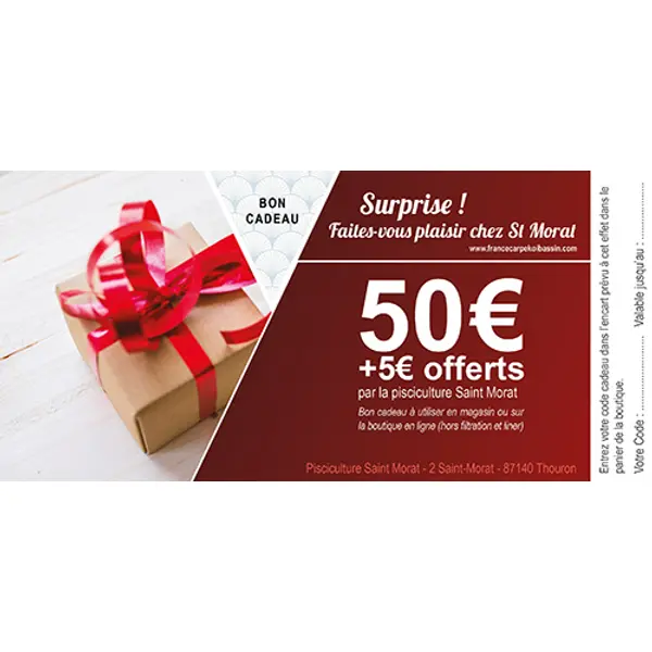 Bon cadeau 50€ + 5€ offerts