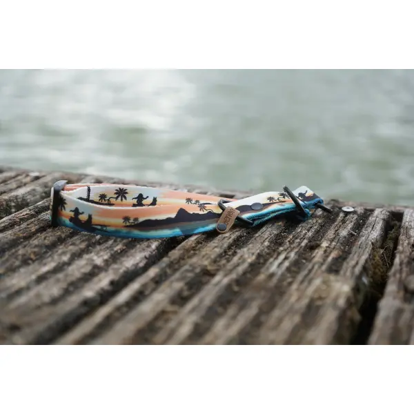 Collier pour chien en sangle imprimée - Motif Tahiti