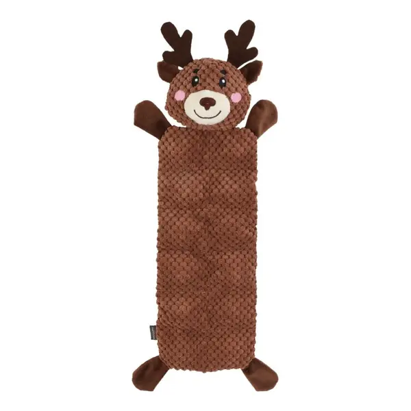 Wouapy Jouet Chien Peluche Noël Plate Cerf Marron - 44 x 20 x 7 cm