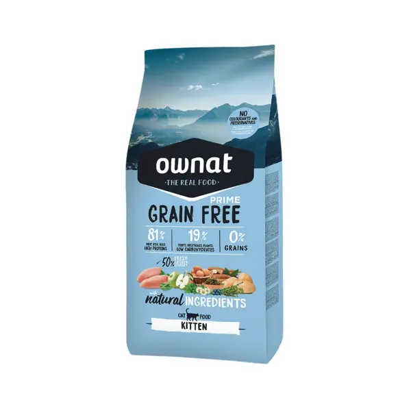 Croquettes Chaton - Ownat Grain Free Prime Dinde & Poulet sans céréales 1kg