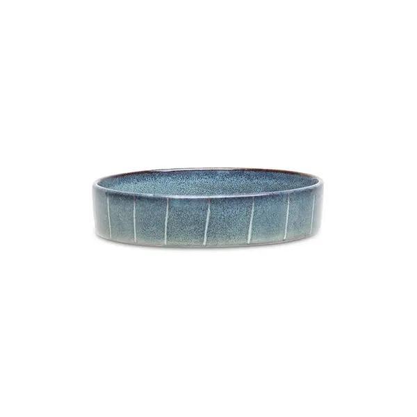 Scruffs Gamelle Chat Céramique Reactive Glaze Bleu Rayures – 13 x 13 x 3 cm