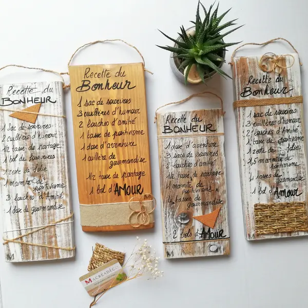 Déco Murale Recette du Bonheur en Bois
