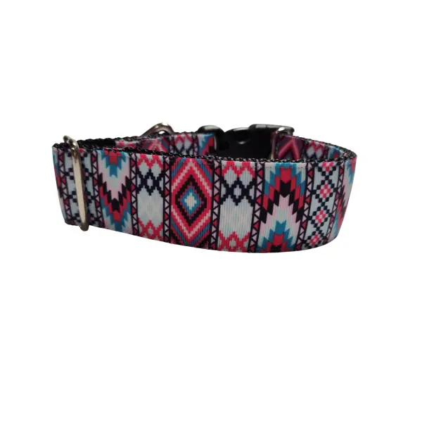 1.5" Wide Pink Tribal Nylon Dog Collar