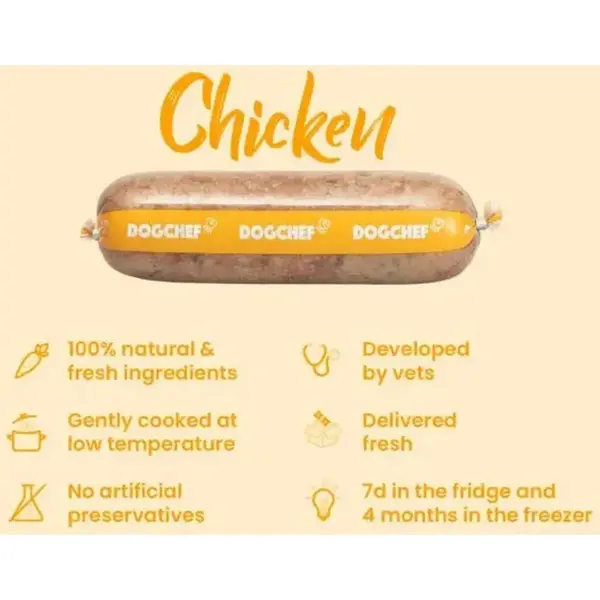 DOG CHEF Poulet 400g – Pâtée Fraîche Cuisinée Monoprotéine Chien