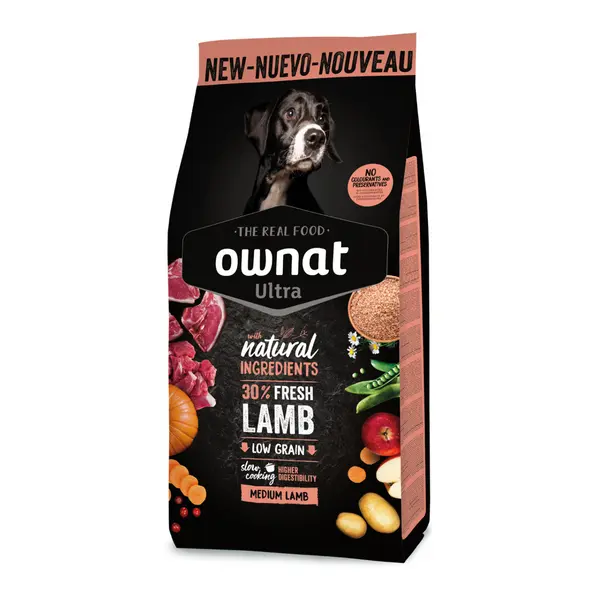 Croquettes Chien - Ownat Ultra Medium Adult Dog  Agneau et Riz 3 kg