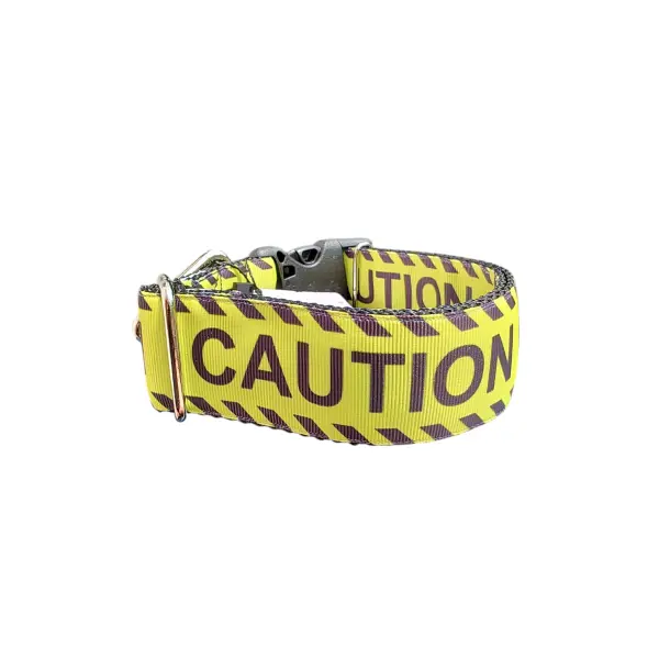 1.5" Wide Caution Nylon Dog Collar