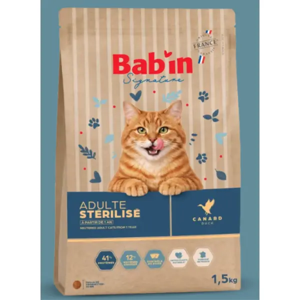BAB'IN SIGNATURE CHAT ADULTE STERILISE CANARD 1.5 KG