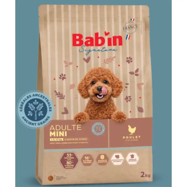 BAB'IN SIGNATURE ADULTE MINI CÉRÉALES ANCESTRALES POULET 2 KG