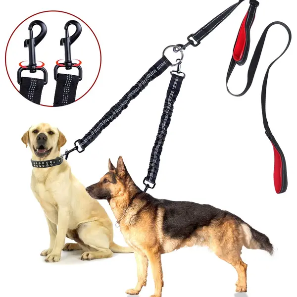 360 Degree Swivel Double Dog Leash, up to 200 lb