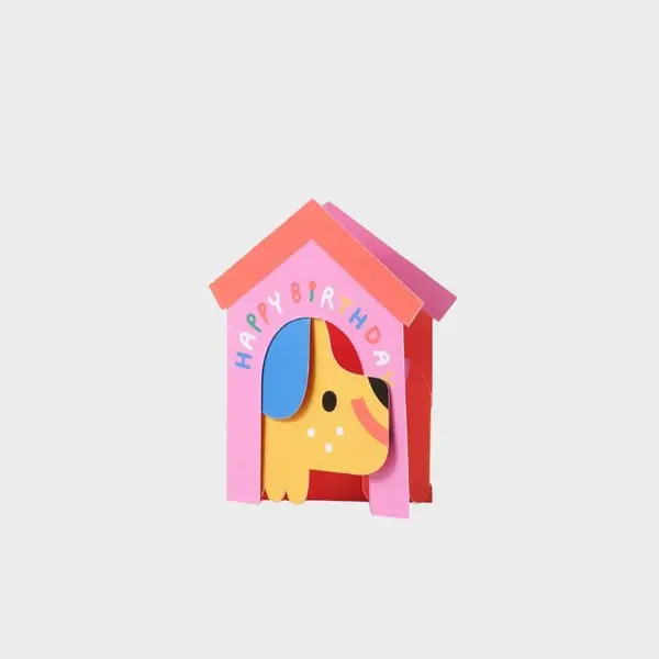 CARTE ANNIVERSAIRE - DOG IN HOUSE