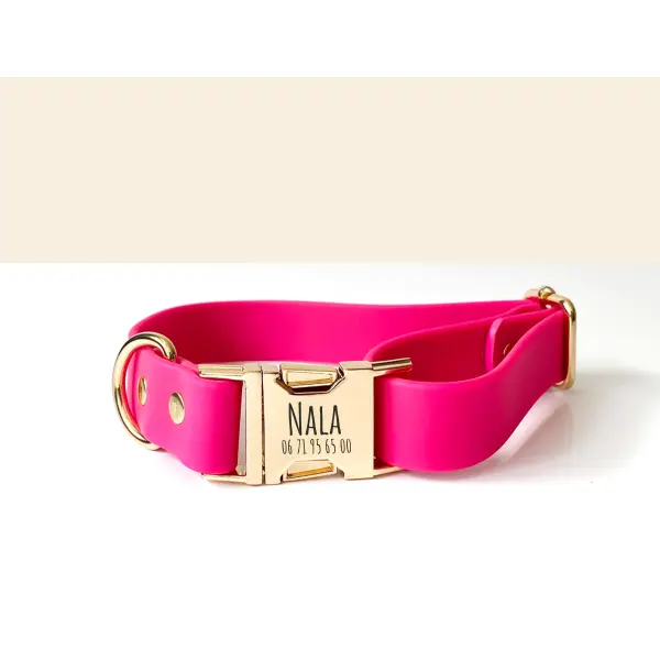 Collier Chien Personnalisé Biothane Rose